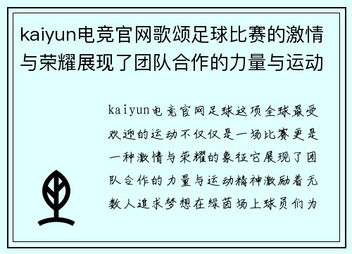 kaiyun电竞官网歌颂足球比赛的激情与荣耀展现了团队合作的力量与运动精神